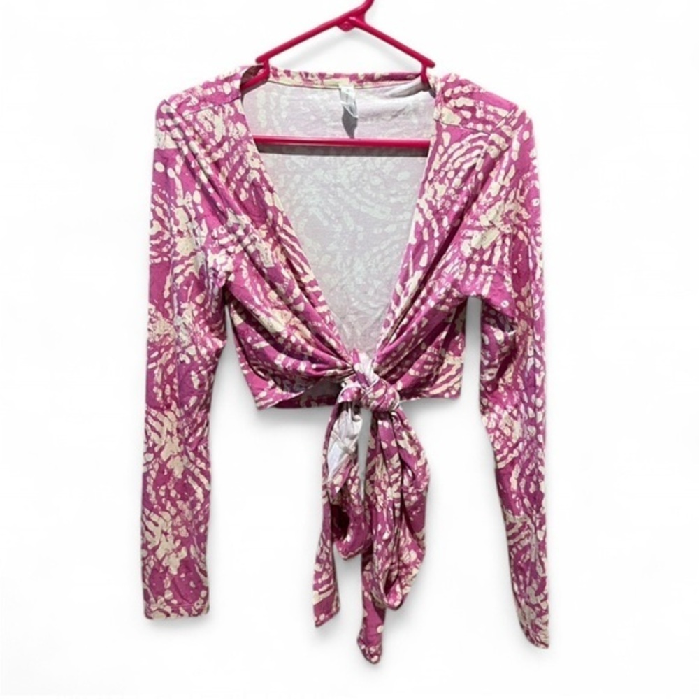Daily Practice by Anthropologie Wrap Crop Top – Pink & Beige – Size Small
